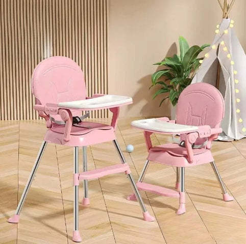 chaise haute bébé rose avec 2 positions