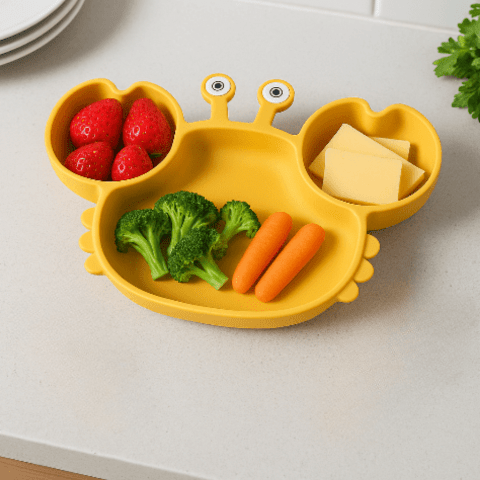 assiette-en-silicone-craby-3comaprtiments-jaune