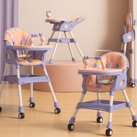 chaise-haute-bebe-rose-arc-en-cile