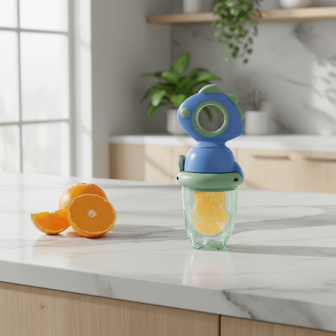 Grignoteuse bleue sur comptoir moderne