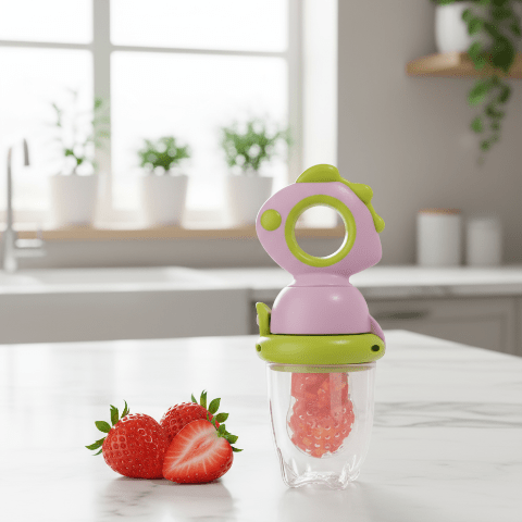 Grignoteuse rose sur comptoir moderne