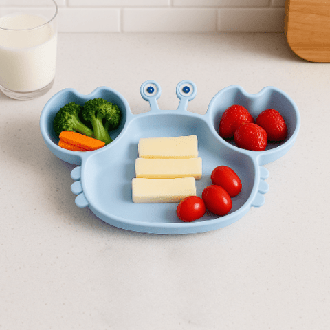 assiette-en-silicone-craby-3comaprtiments-bleu