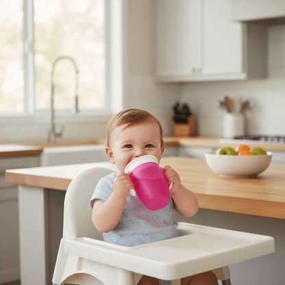 Bébé buvant dans le verre 360°