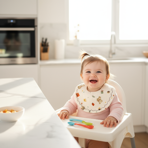 Bébé fille avec bavoir moins large