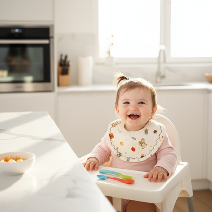 Bébé fille avec bavoir moins large