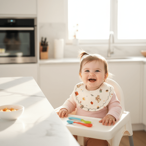 Bébé fille avec bavoir moins large
