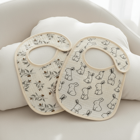 Bavoirs lapin sur coussins