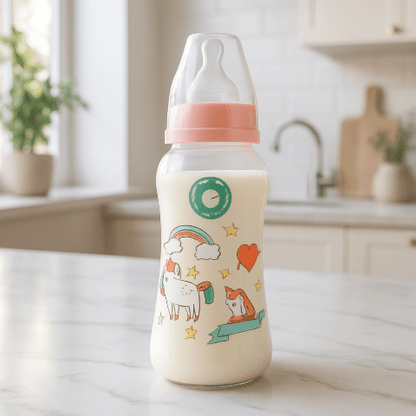 biberon rose de 240ml sur un comptoir de cuisine