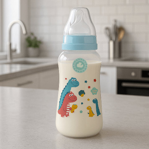 biberon de 240ml bleu sur un comptoir de cuisine