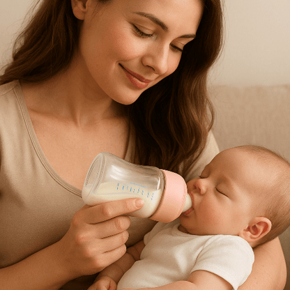 maman donne biberon à son bbé
