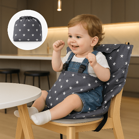 bébé assis dans sa chaise haute bebe