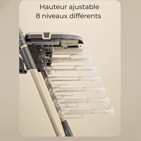 8 niveaux différents de la chaise haute bebe
