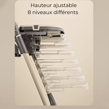 8 niveaux différents de la chaise haute bebe