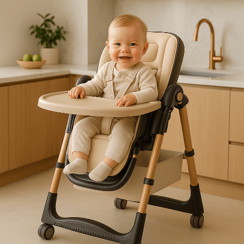 bebe assis dans sa chaise haute bebe petit luxe