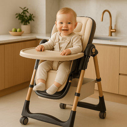bebe assis dans sa chaise haute bebe petit luxe