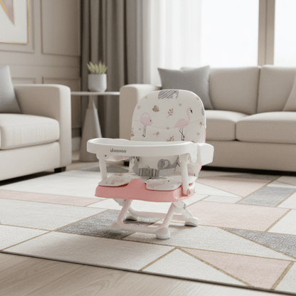 Réhausseur rose sur tapis moderne