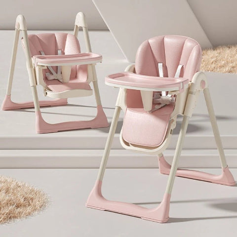 2  chaise haute bebe évolutive roses 