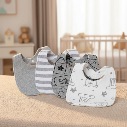 Lot de 4 bavoirs gris avec arrière-plan